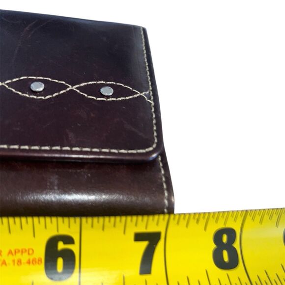 Pardo & Negro Genuine Leather Women's Wallet Brown with Turquoise Organizer GUC - Picture 15 of 16